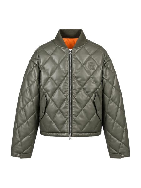 画像1: BREATH / faux leather quilting down jacket  (1)