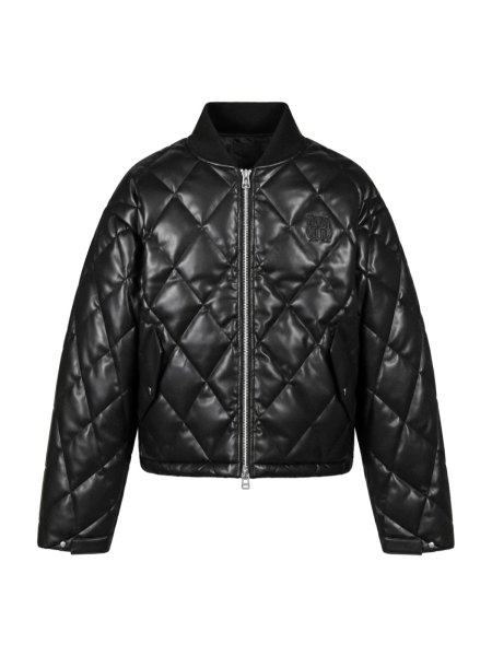 画像1: BREATH / faux leather quilting down jacket  (1)