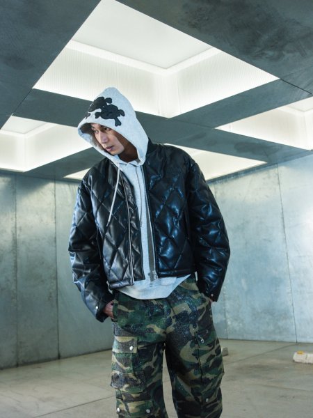 画像3: BREATH / faux leather quilting down jacket  (3)