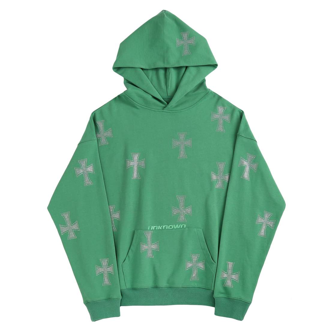 UNKNOWN / green cross rhinestone hoodie - OTHELLO KUMAMOTO