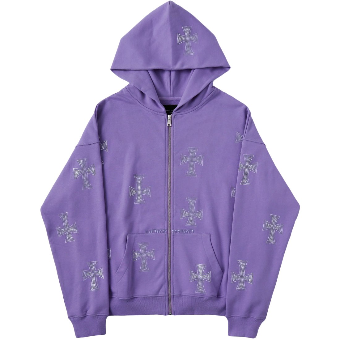 CROSS RHINESTONE ZIP HOODIE